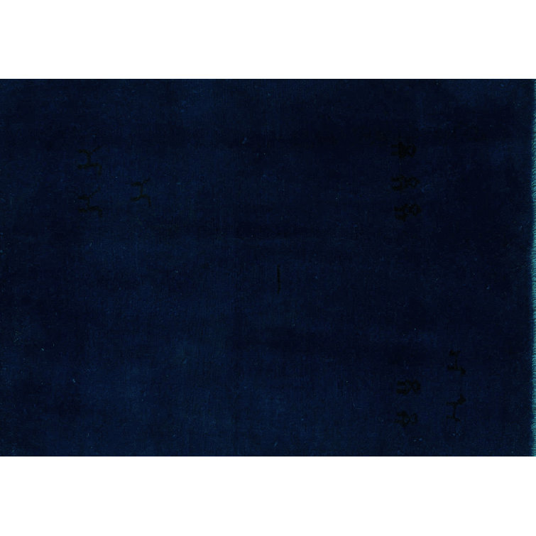 Ebern Designs Lenon Machine Woven / Power Loomed Navy Blue Machine